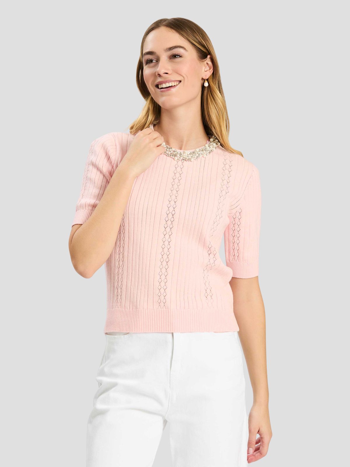 21301-Drew Embellished Pointelle Sweater