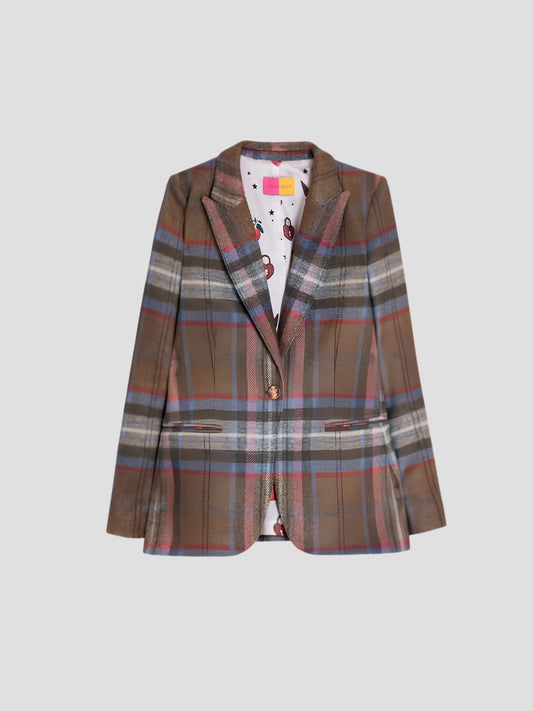 Vilagallo #33873 Heather Brown Checkered Jacket