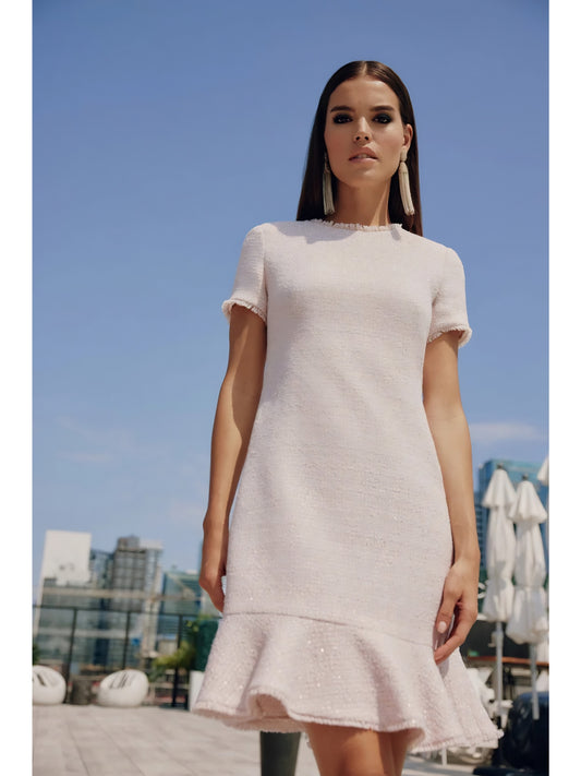 short sleeve cocktail dresses Poly USA 8960 The model is 510 and is wearing a size 4 Bow Shoulder Short Sleeve Fitted
