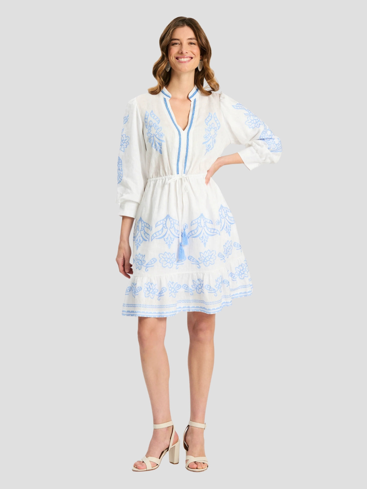 72312EE-Rona Linen Embroidered Dress