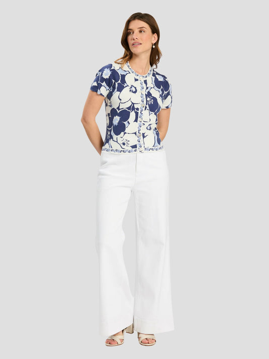 24103EE-Cindy Cerulean Floral Cardigan