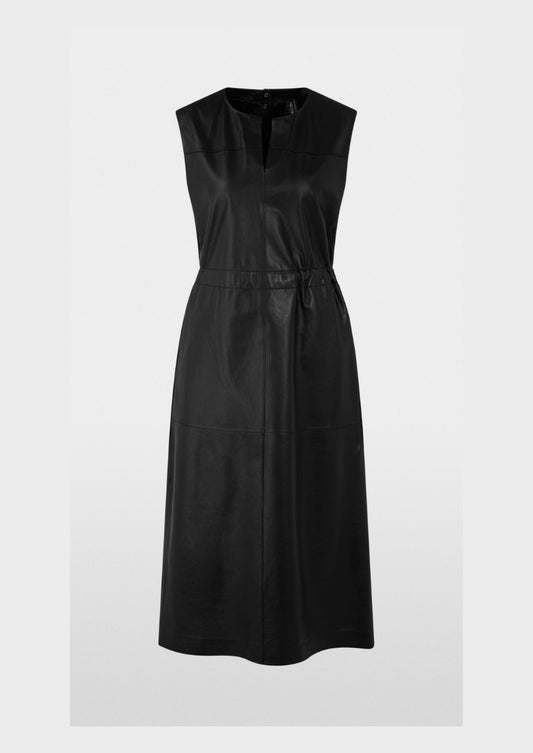 Leather Maxi Dress with V-Neck
