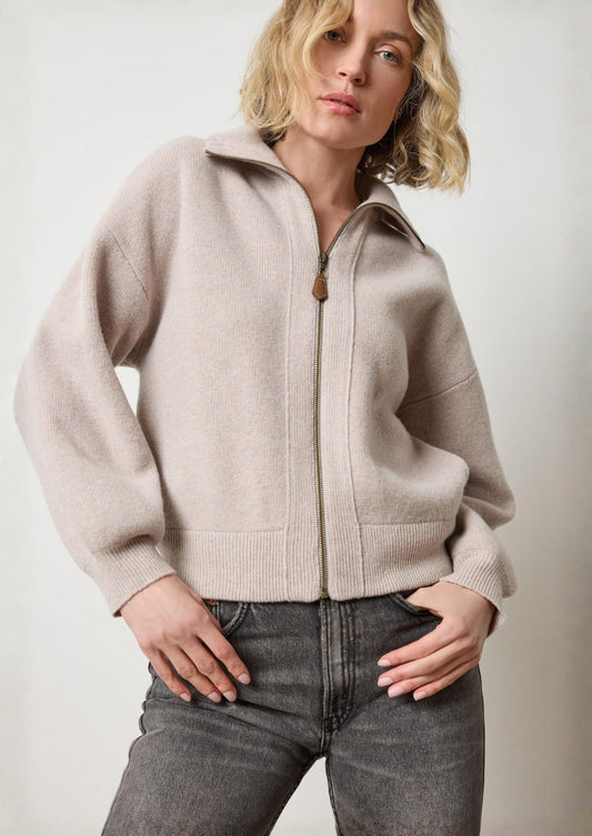 Zip Front Polo Cardigan