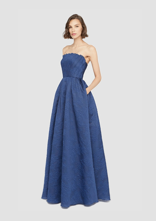 Mariana Fan Fold Navy Gown