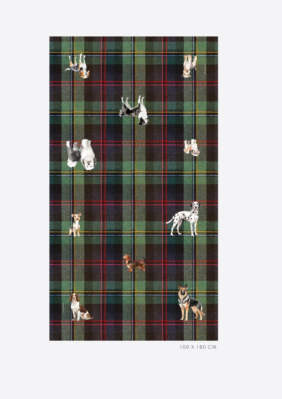 Tartan Scarf with Dog Print