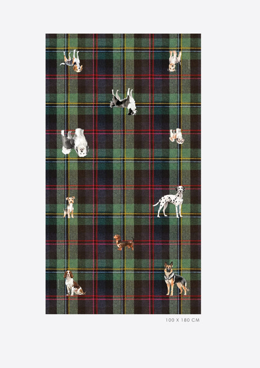 Tartan Scarf with Dog Print