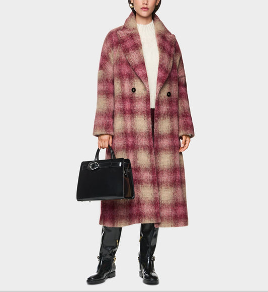 Coat with Gently Flowing Checked Pattern