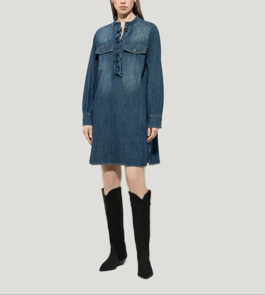 Denim Dress with Ruffle Detail