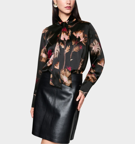 Turtleneck Blouse with Floral Print