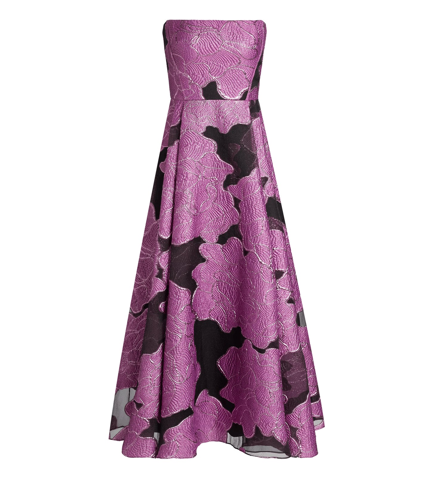 Strapless Jacquard Midi Dress