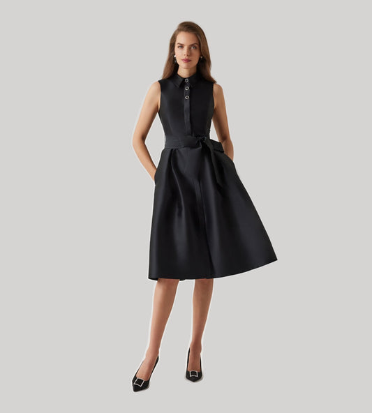 Mikado Sleeveless Shirt Dress