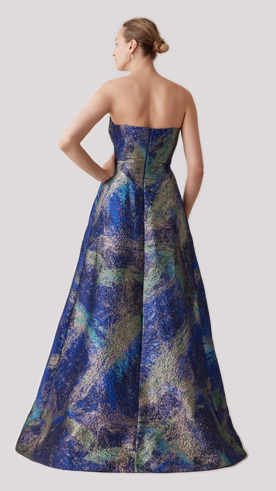 Strapless Jacquard Starburst Pattern Gown