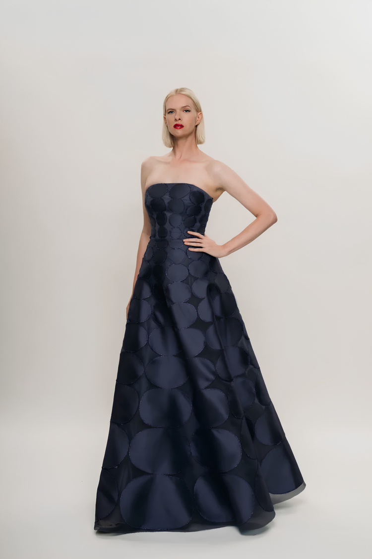 M677 Circle Mikado Embroidered Dress
