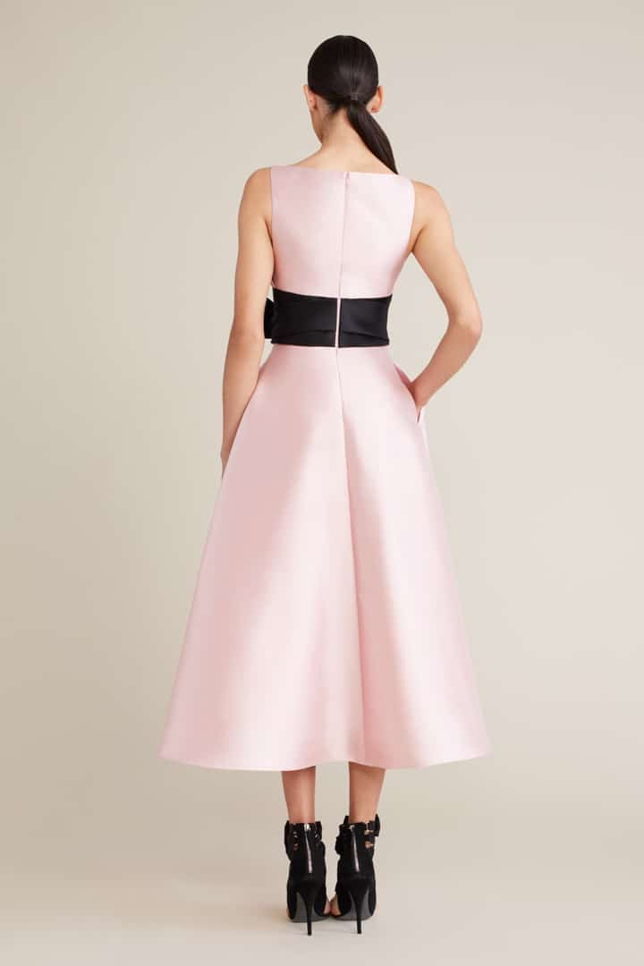 Deep "V" Tea-Length Dress