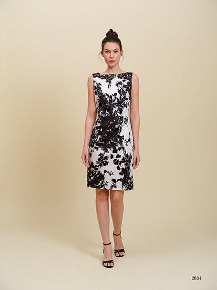 Black and White Floral Sheath Dress - SALE